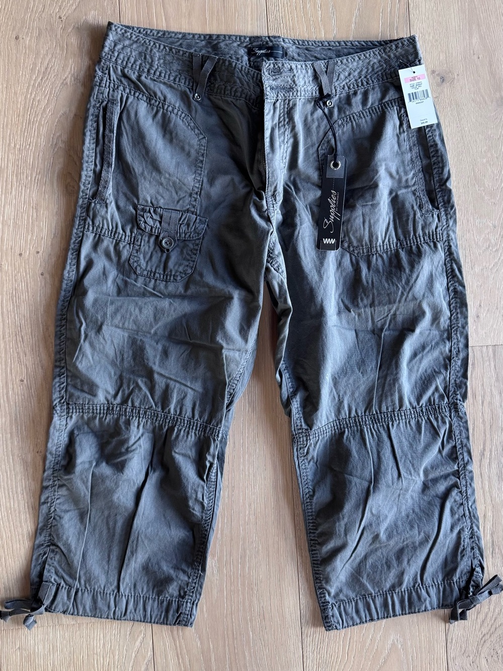 Signature Gray Cargo Capri Pants